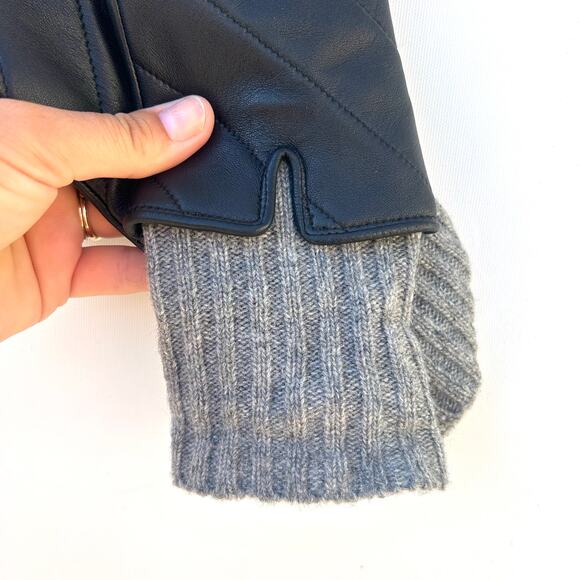 Sandro Paris Logo Embossed Quilted Sheepskin Leather Winter Gloves Black 1 - Picture 6 of 7